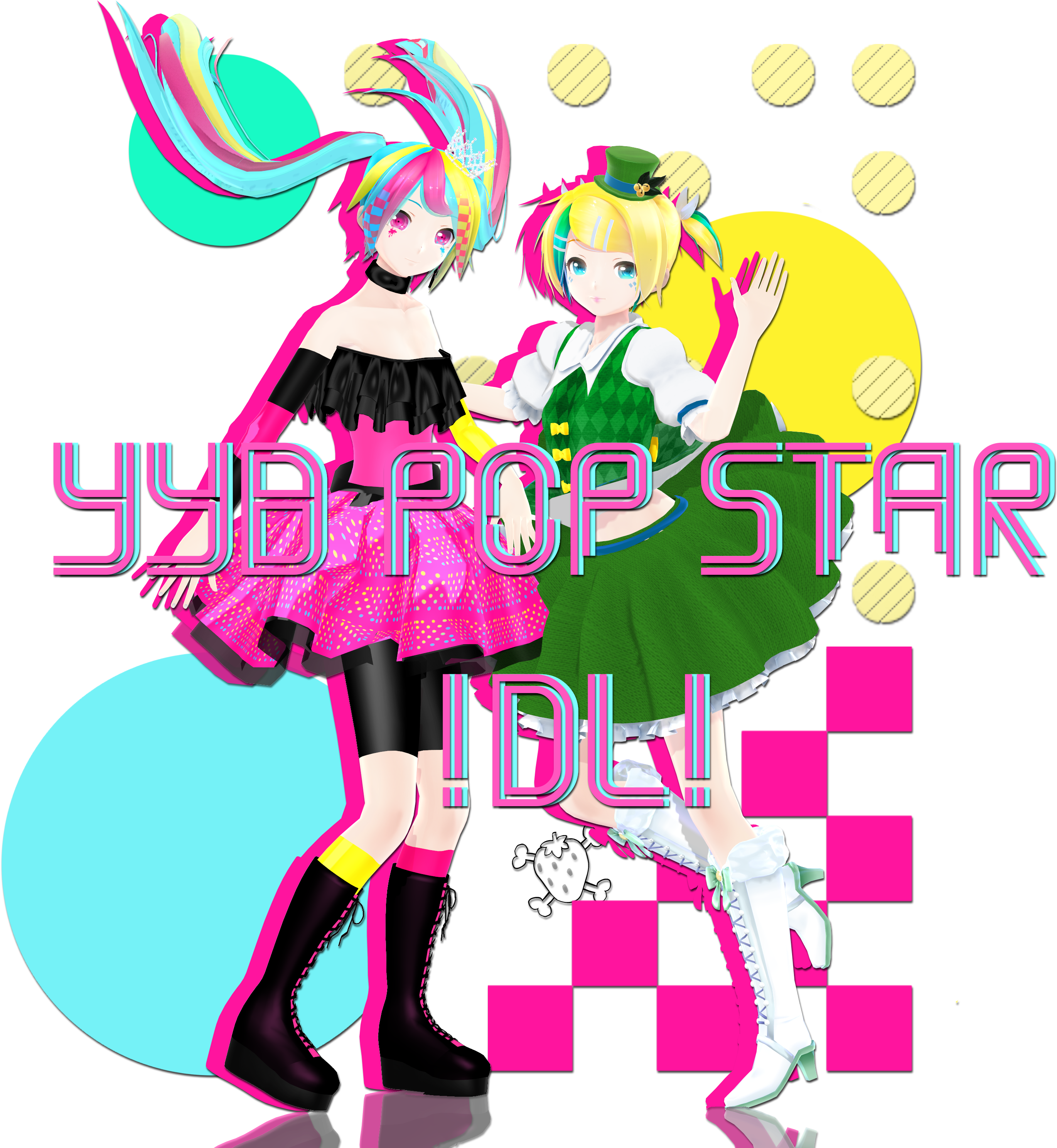 Yyb Pop Star Miku And Rin - Mmd Yyb Dl (3000x3000)