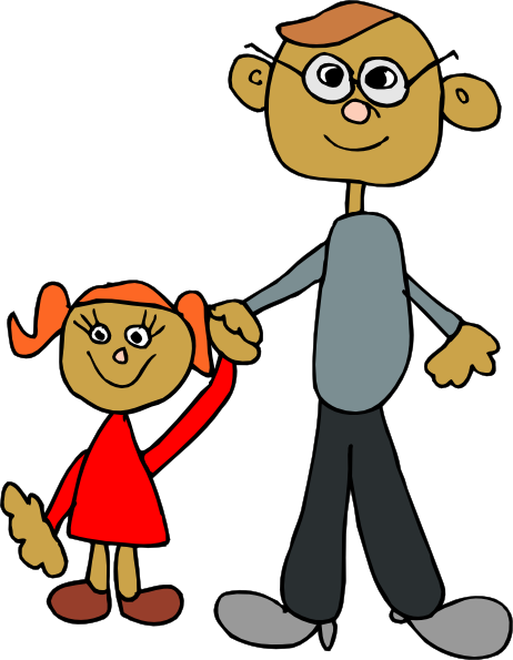 Clipart Of Articles, Pet And Daughter - Cartoon (462x595)
