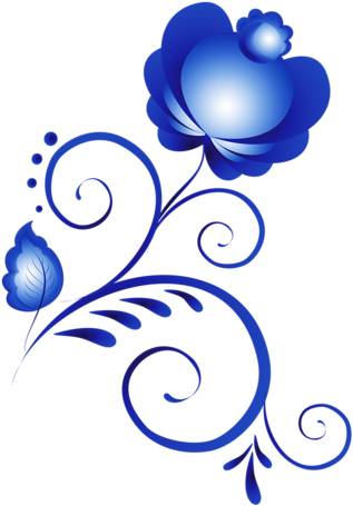 Blue Floral - Russian Ornaments (376x500)