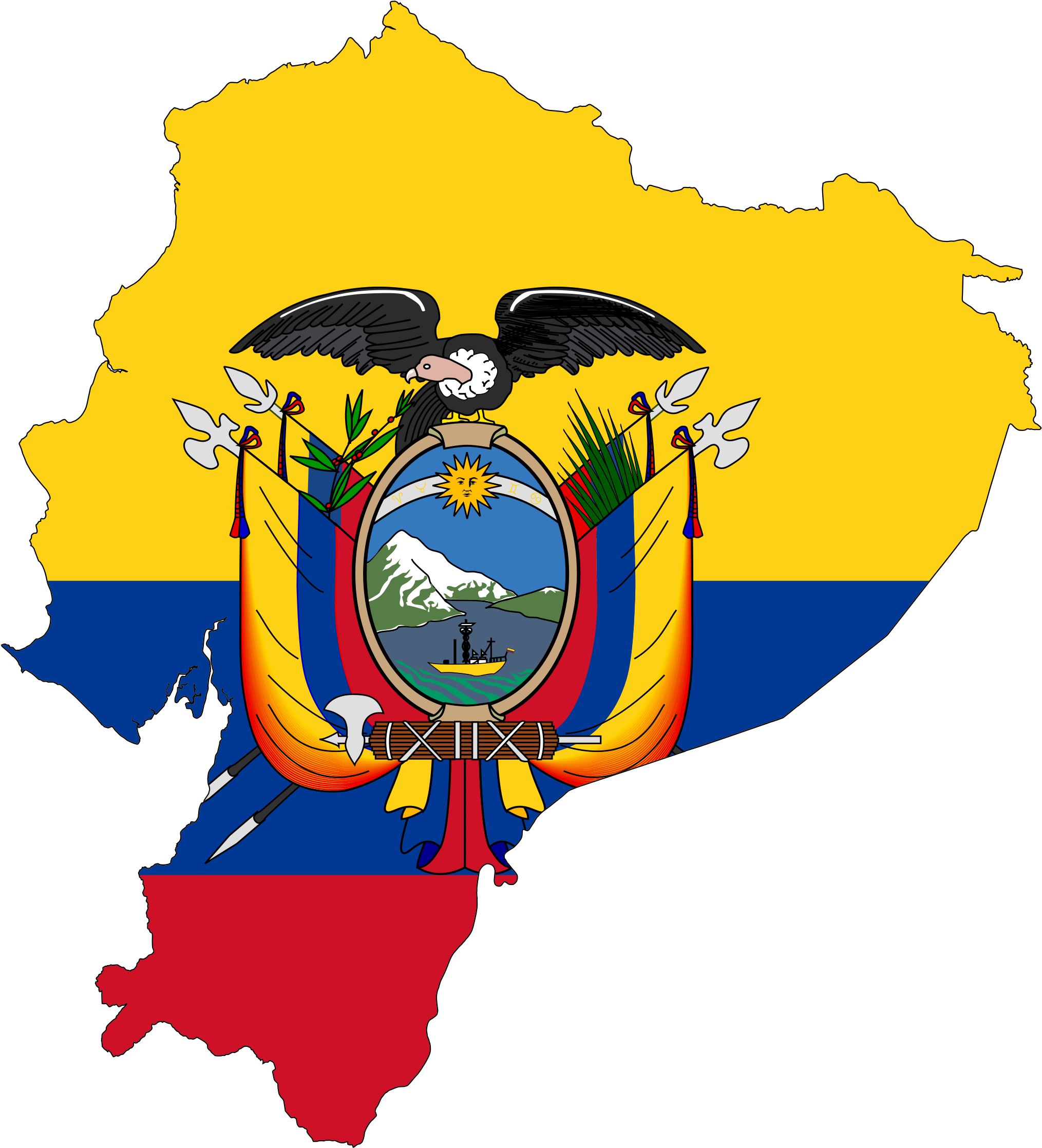 South America - Ecuador Flag Map (3333x3673)
