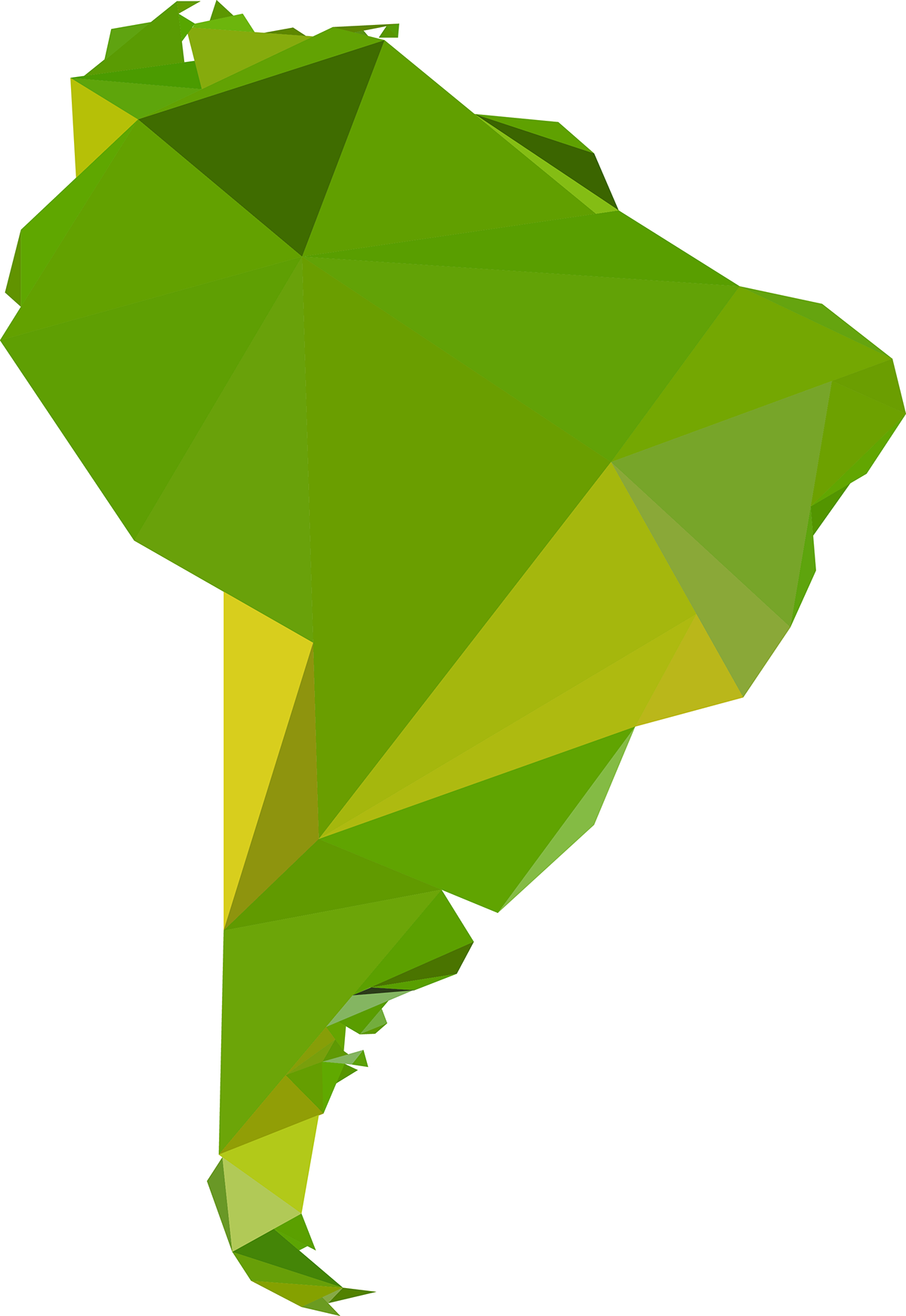 Map Of South America Vector In The Form Of Low Poly - Origami (1200x1744)