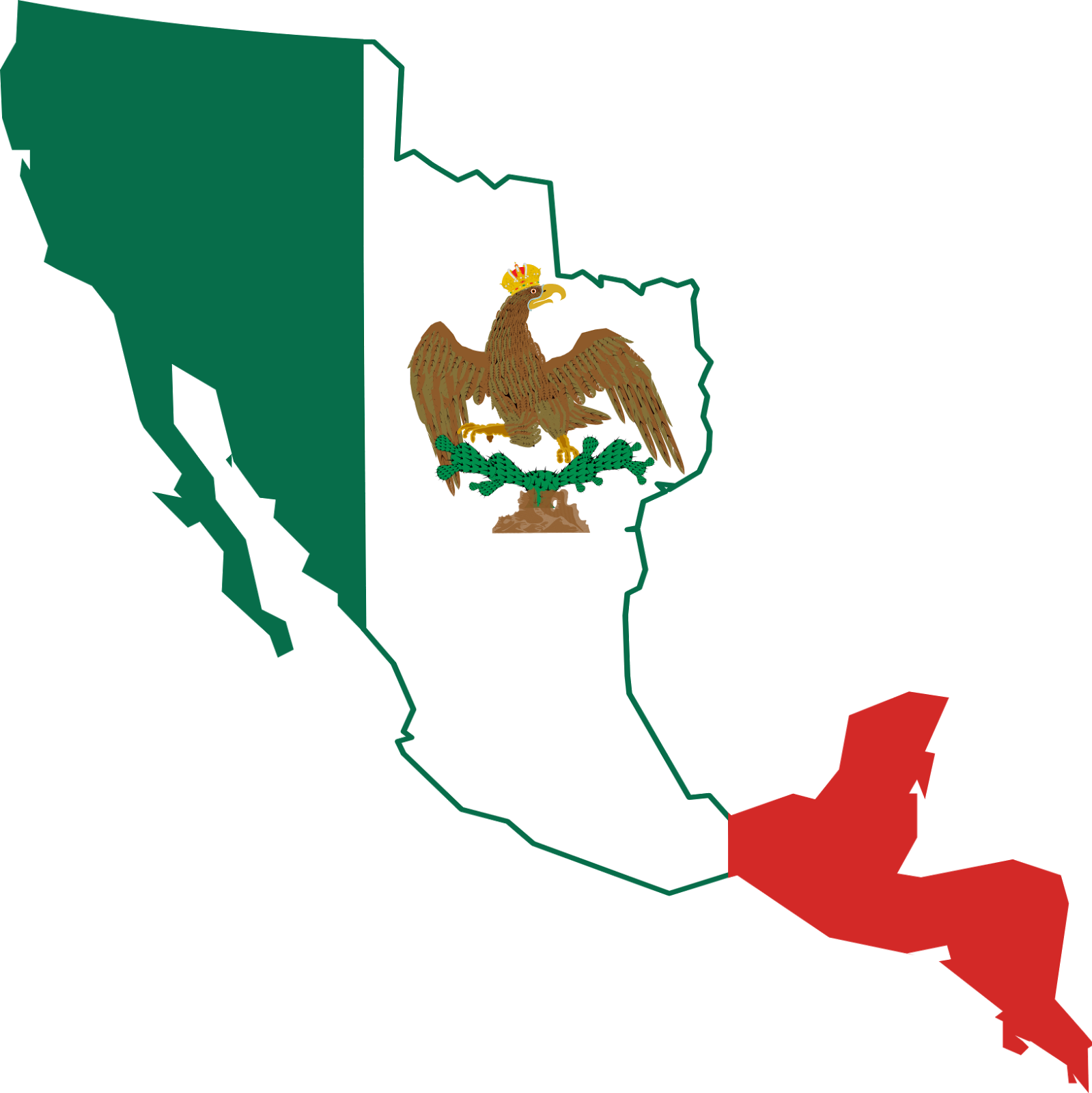 After Events From 1823 1853, Territory Took On Its - First Mexican Empire Flag Map (2000x2000)