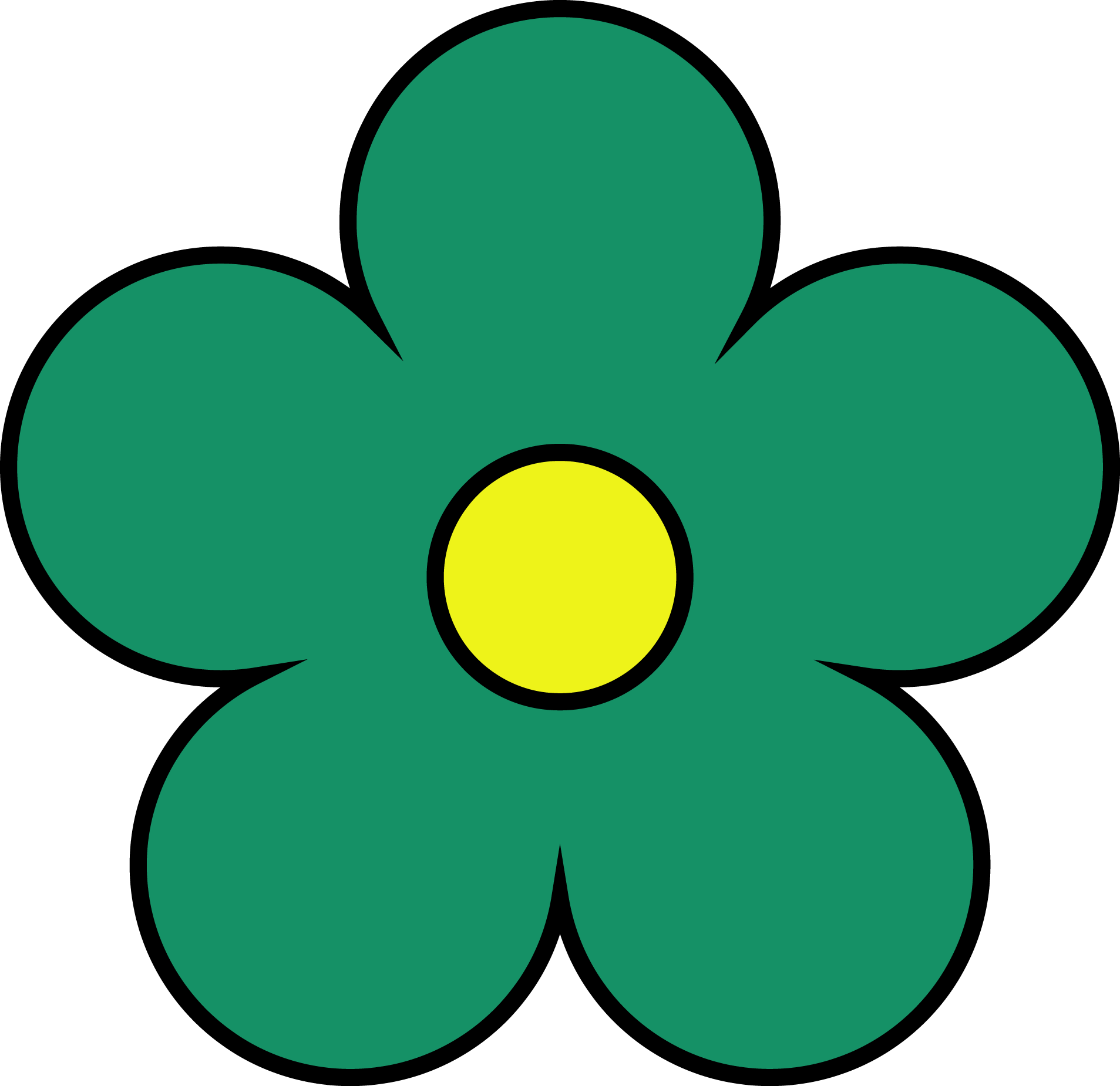 Outside Sea Green Inside Yellow Flower Png Clipart - Clipart Flower Png Red (1907x1850)