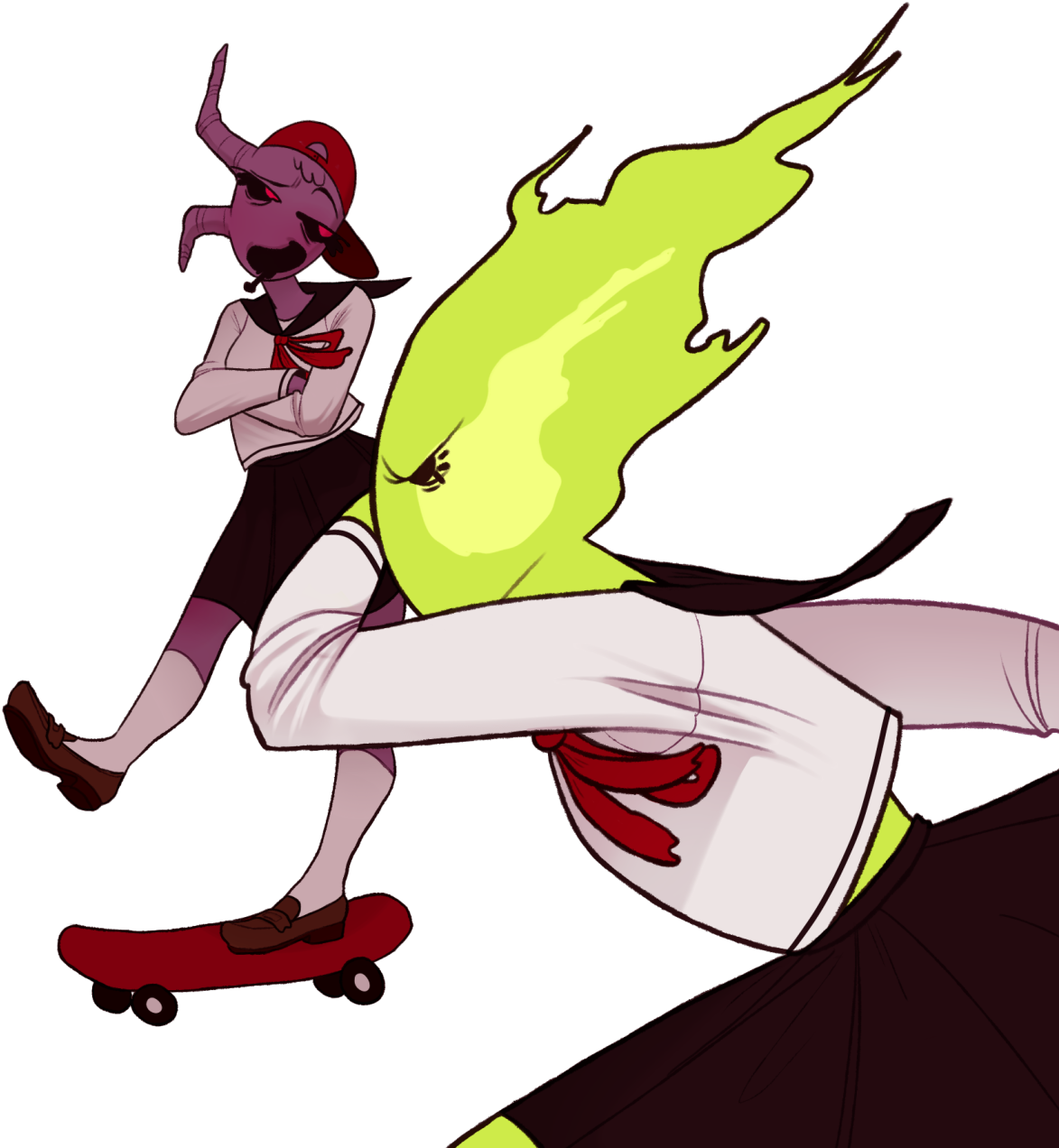 Skateboarding Clip Art - Undertale Skateboard Girl X Fuku Fire (1280x1280)