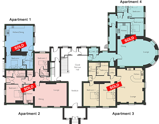 Raywell House Ground Floor Has 4 Luxury Apartments - Raywell House (608x462)