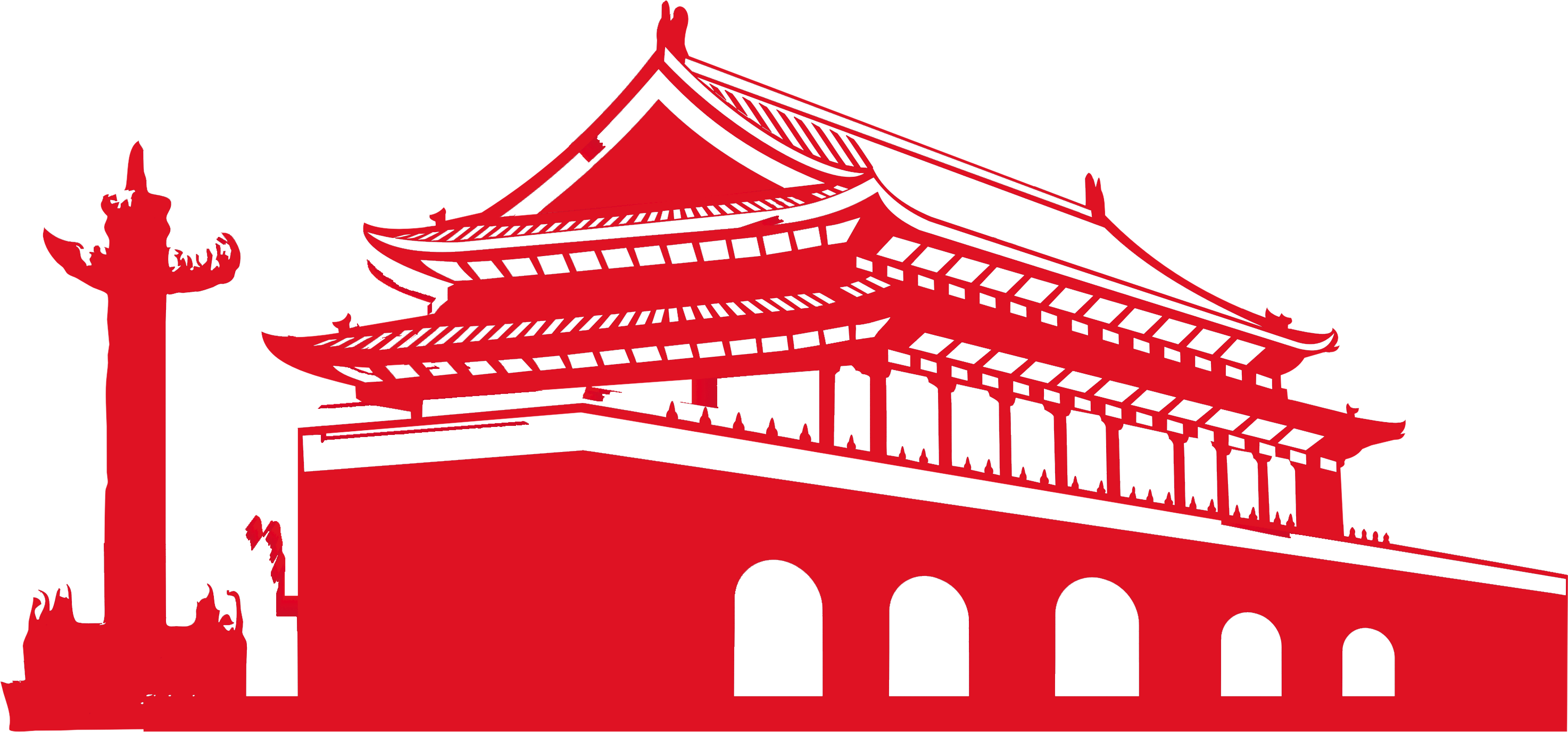Tiananmen Square Forbidden City Silhouette Papercutting - Tiananmen Square Png (2946x1582)