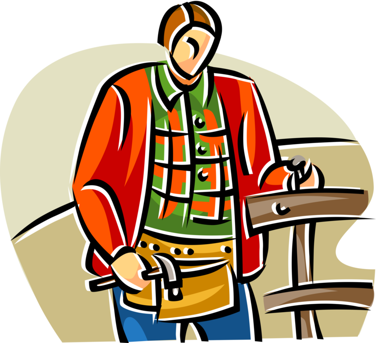 Vector Illustration Of Handyman Home Renovation Fence - Renovation (768x700)