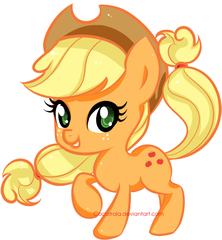 C Pony Applejack Rainbow Dash Mammal Cartoon Yellow - My Little Pony Chibi Applejack (500x586)