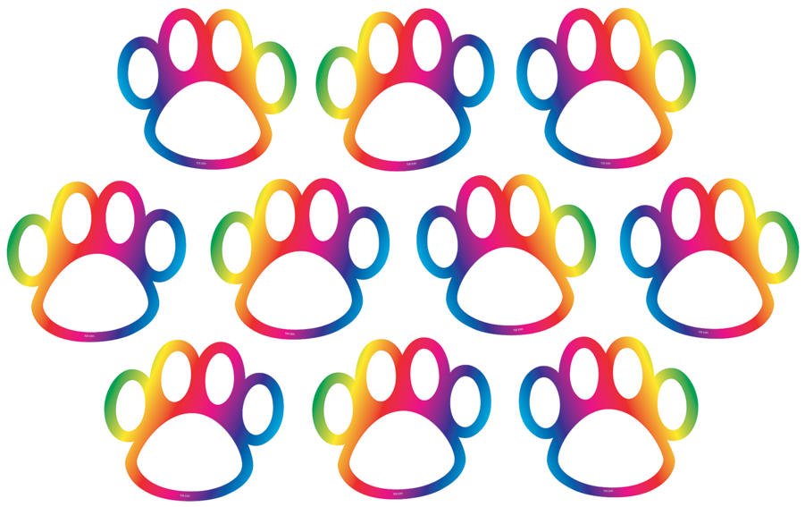 Tcr 5391 Rainbow Paw Prints Cutouts - Rainbow Paw Print (900x900)