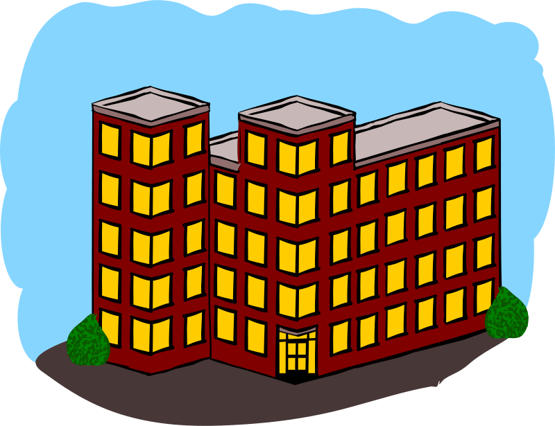 Towers Clipart Flat Building - Apartment Clipart (800x615)
