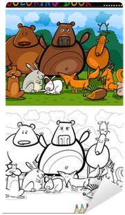 Forest Wild Animals Cartoon For Coloring Book Wall - Forest Animals Coloring Book (400x400)