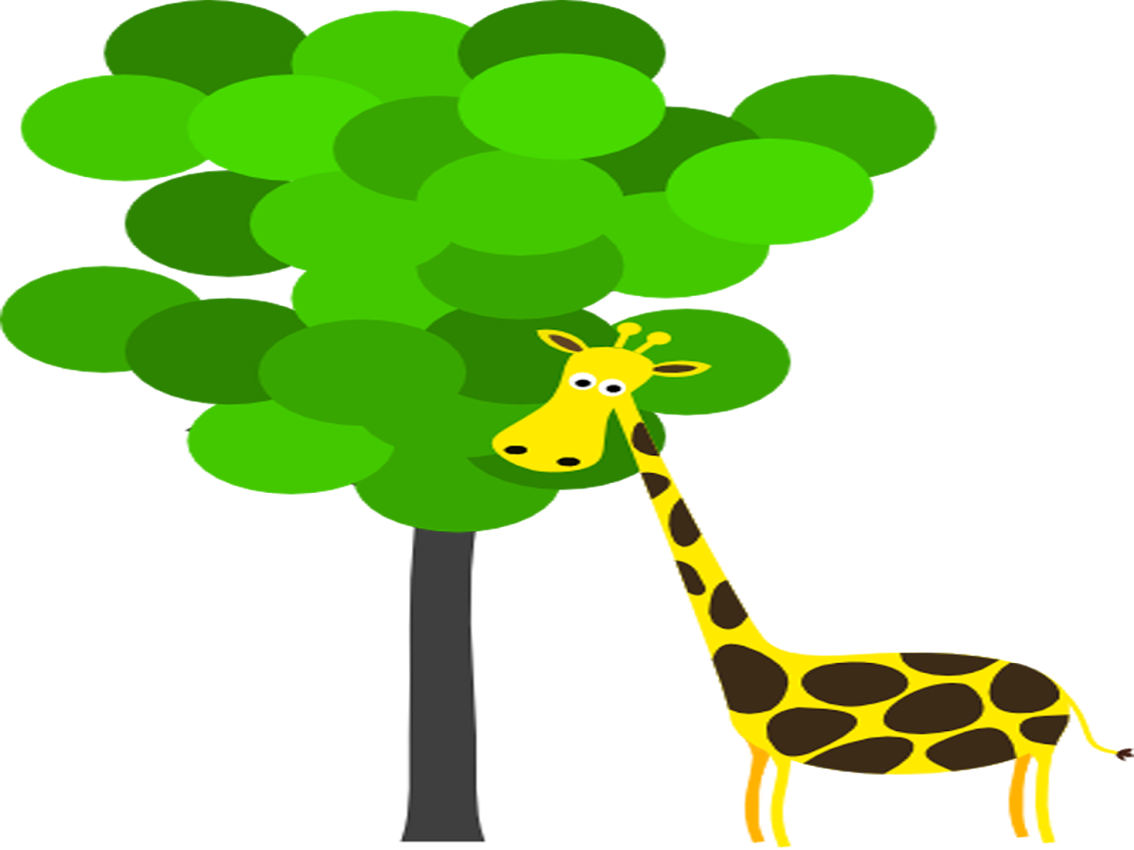 Giraffe Manor Zoo Animals Coloring Book Clip Art - Giraffe With Tree Clipart (1267x950)