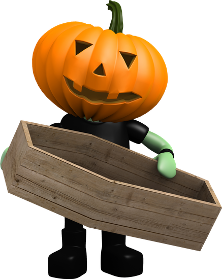 3d Pumpkin Head Holding A Coffin - Pumpkinhead (437x550)