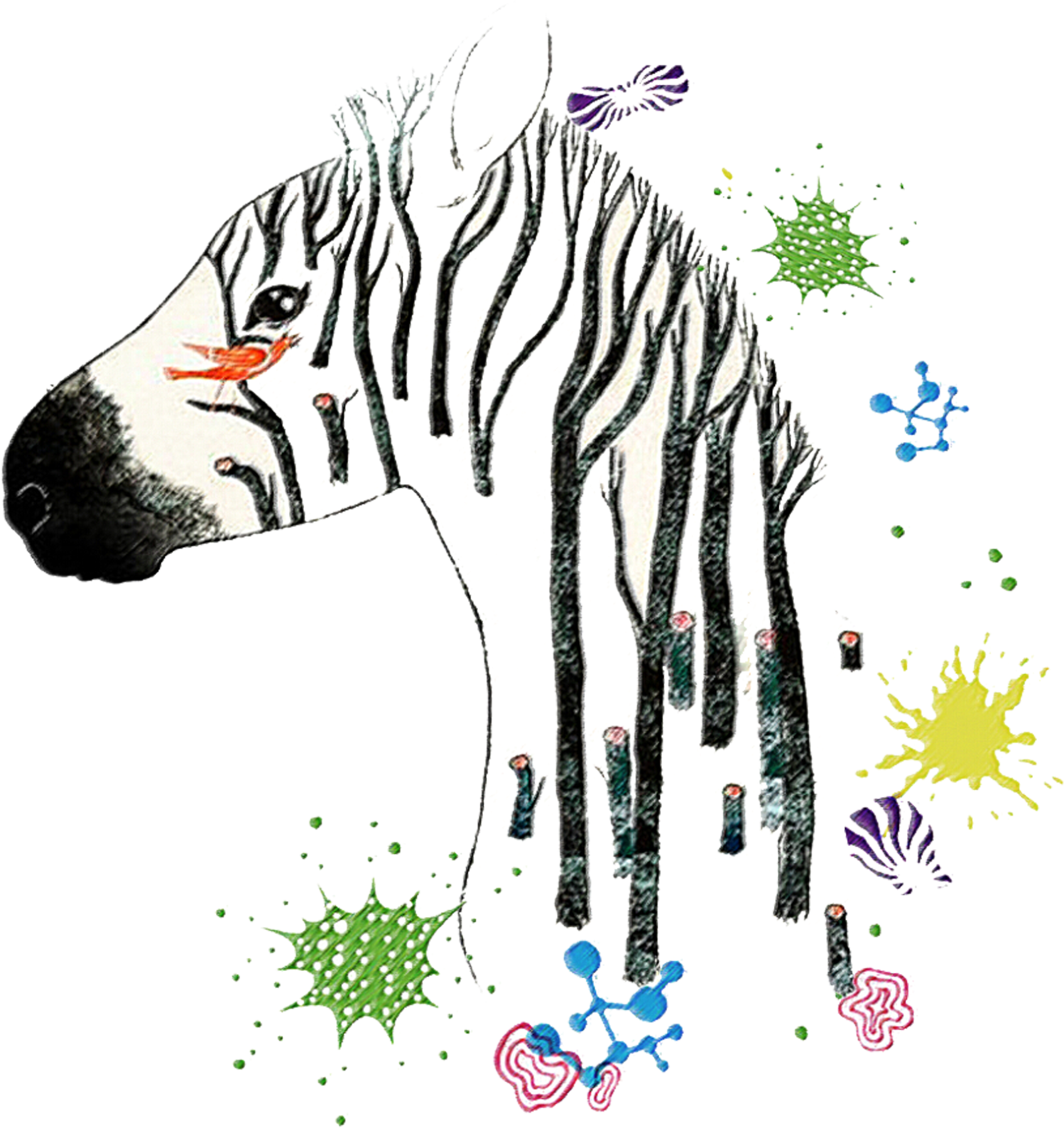 Drawing Zebra Art Watercolor Painting Illustration - Cheap Cushion Case Cushion Case Cartoon Zebra Pattern (2953x2953)