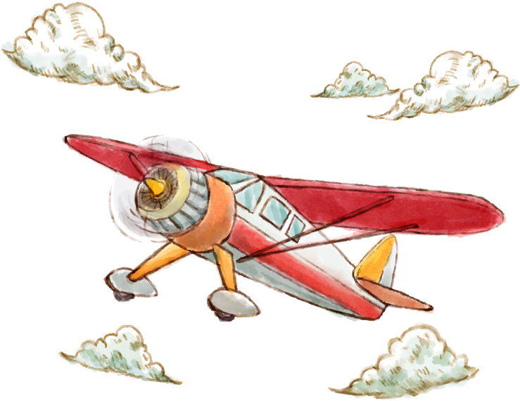 Airplane Watercolor Painting Illustration - Álbum De Fotos 160 Fotos 10x15 Momentos 701 (738x581)