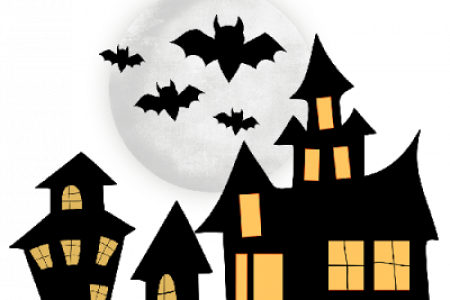 Spooky Haunted House Clip Art - Because Halloween Bats Tee Shirt Mugs (450x300)