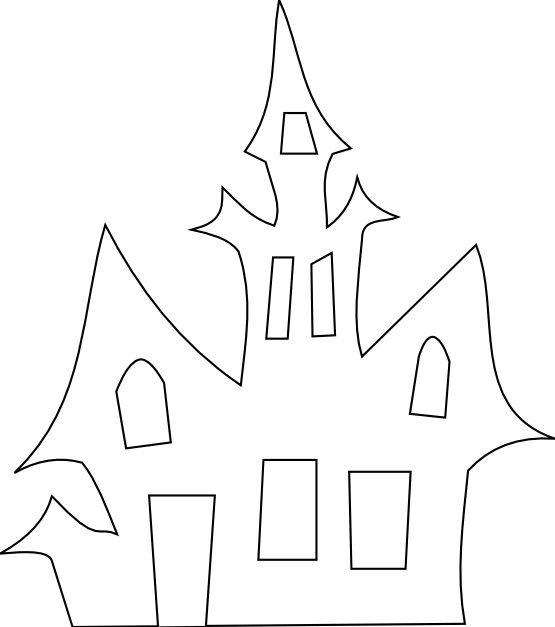Door Clipart Haunted - Clipart Haunted House Black And White (555x627)