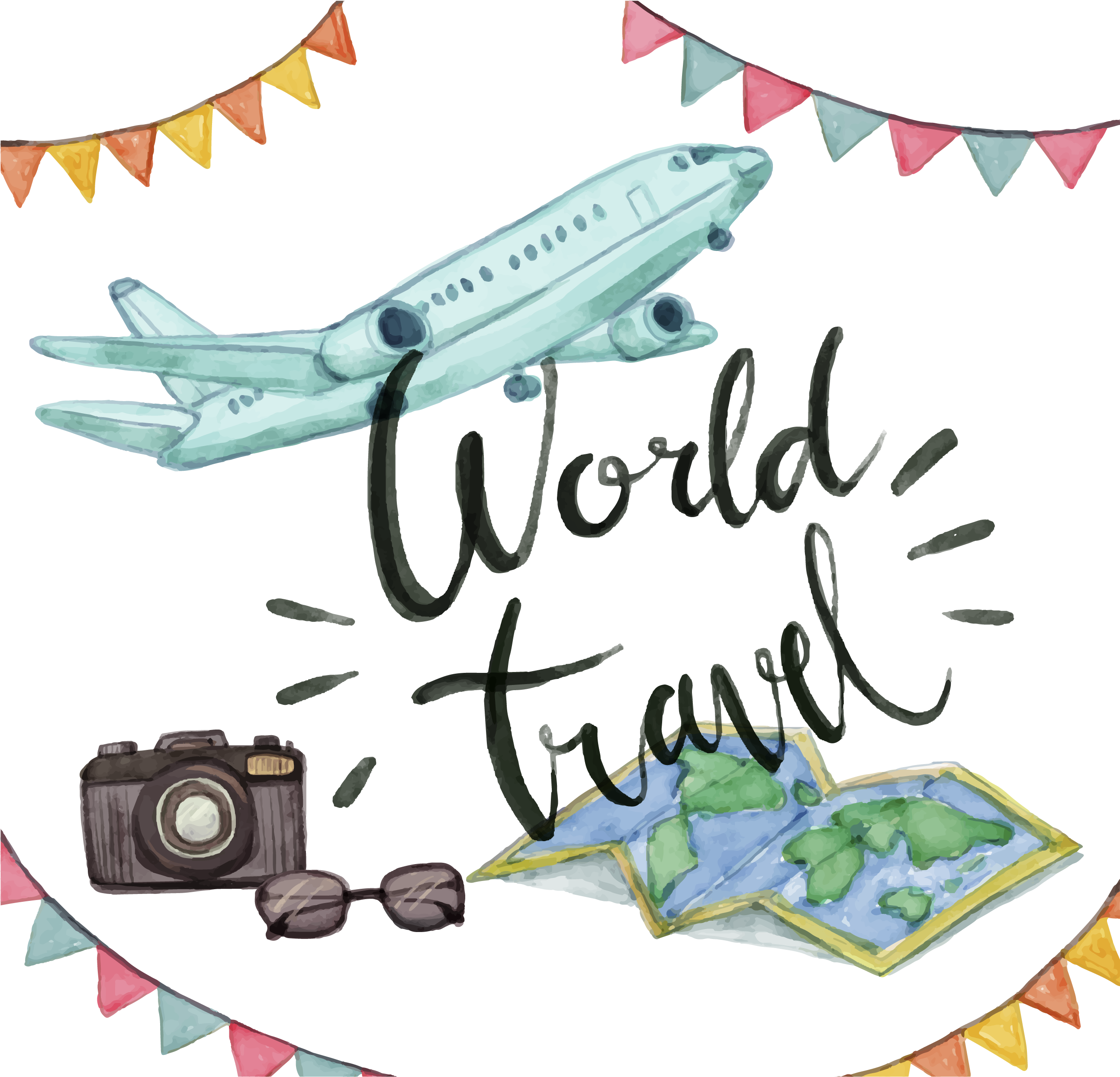 Airplane Travel Watercolor Painting Clip Art - Airplane Watercolor Png (2782x2667)