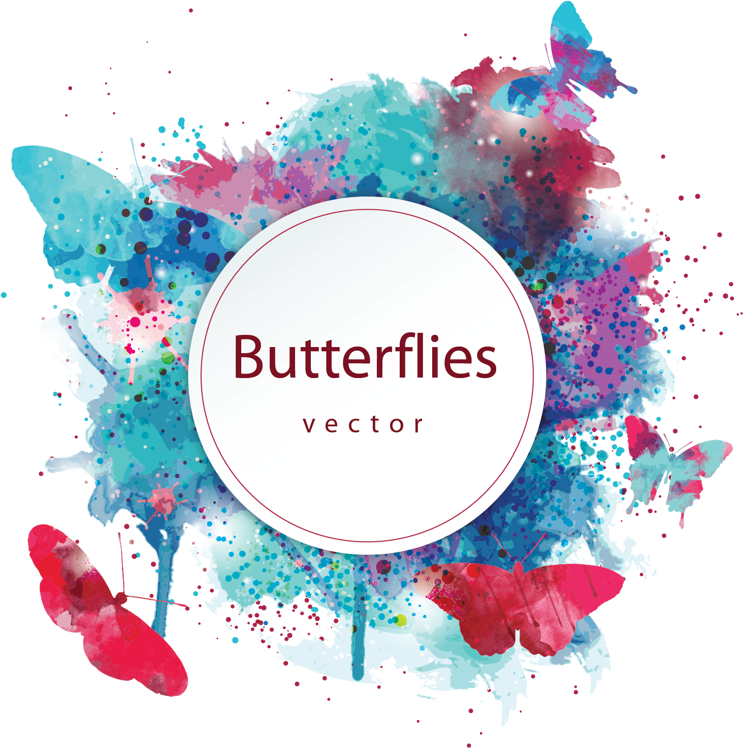 Butterfly Watercolor Painting - Red And Blue Watercolor (2862x2662)