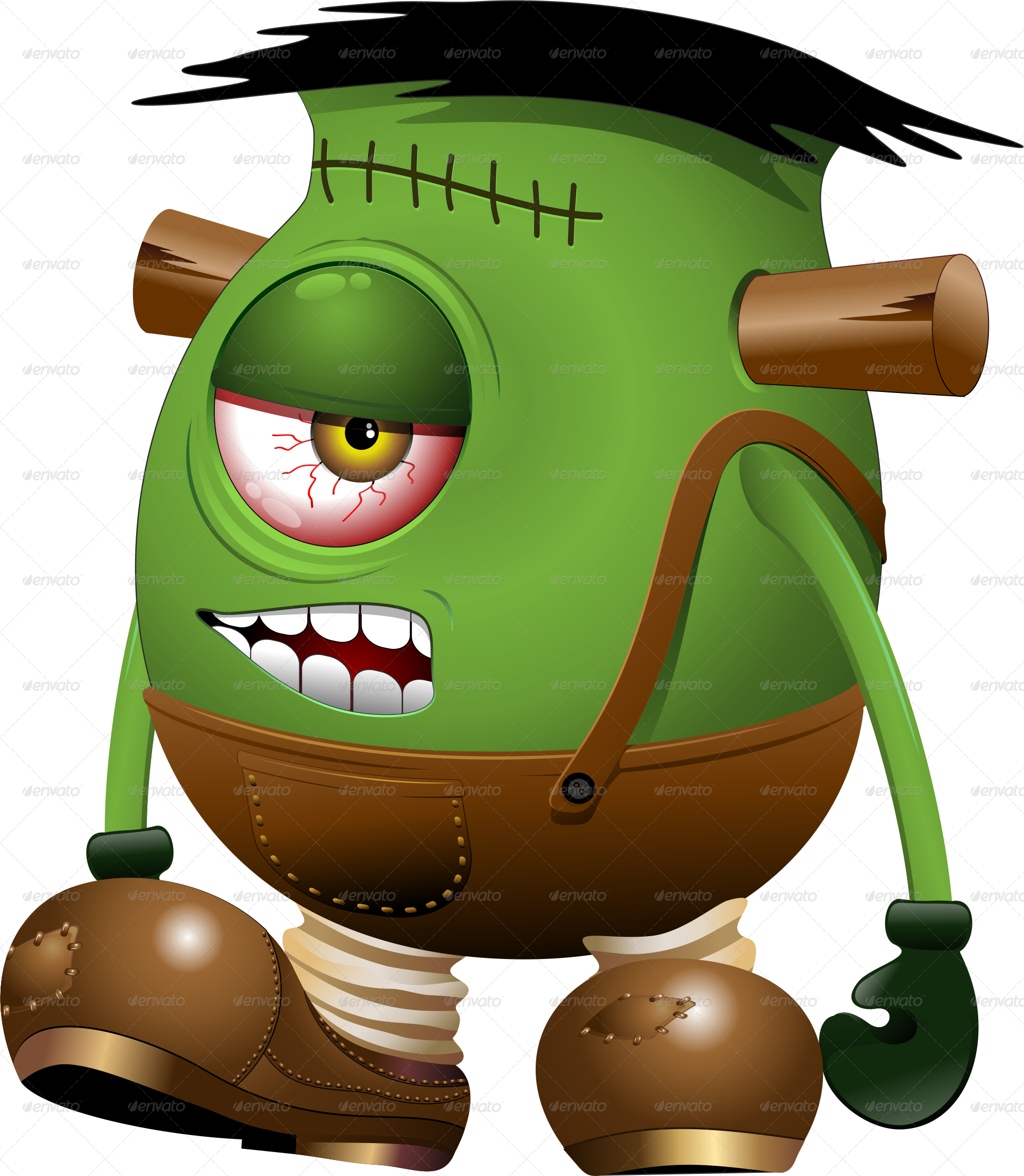 Frankenstein Monster One Eyed Cartoon-jpg 900 - One Eyed Monster Png (1925x2211)