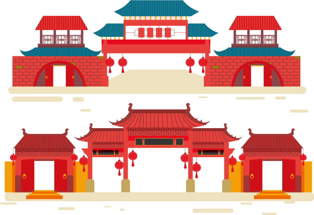 China Vector Elements - China Town Vector (1020x700)