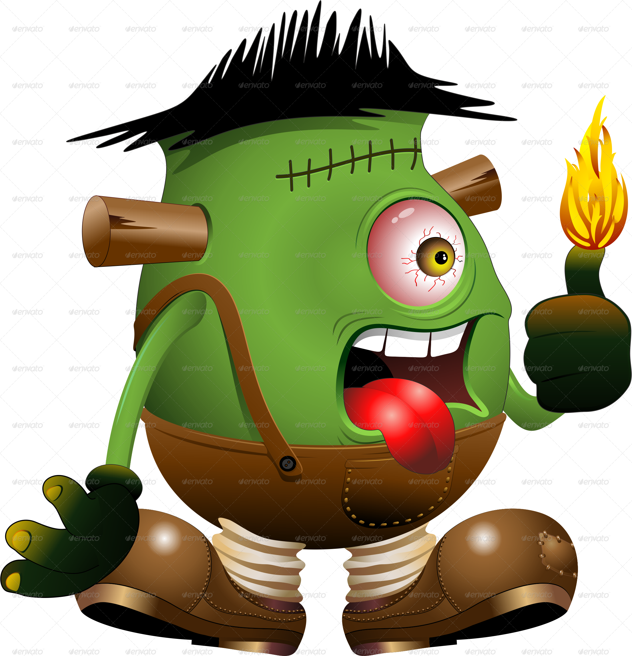 Frankenstein Monster One Eyed Cartoon-jpg 900 C - Frankenstein Cartoon (2211x2294)