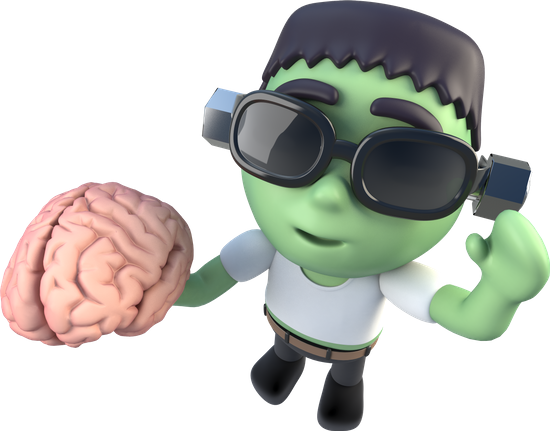 Funny Cartoon Frankenstein Halloween Monster Holding - Monster (550x431)