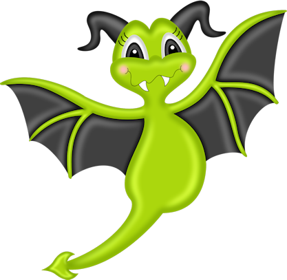 Scrapbook - Halloween Dragon Clipart (417x407)
