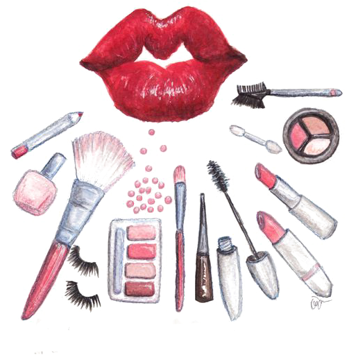 Cosmetics Makeup Brush Watercolor Painting - Kiss And Make Up (564x729)