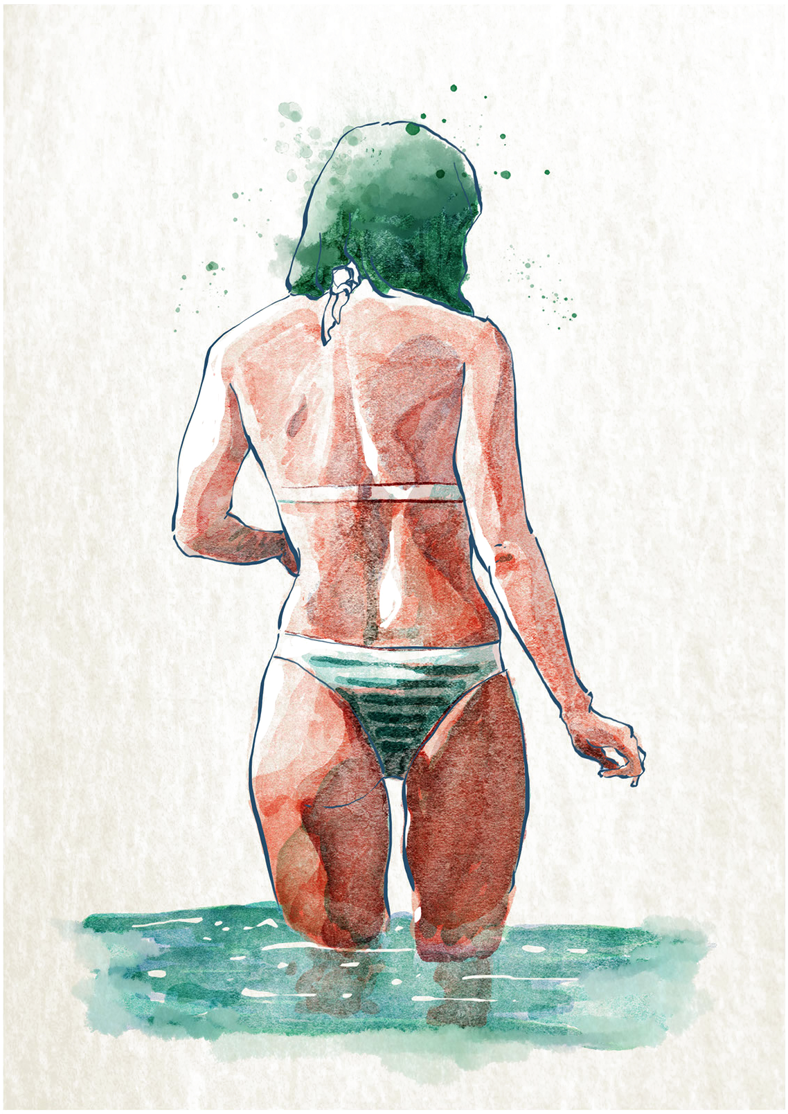 Bikini Watercolor Painting Drawing Illustration - Watercolor Painting (1200x1668)