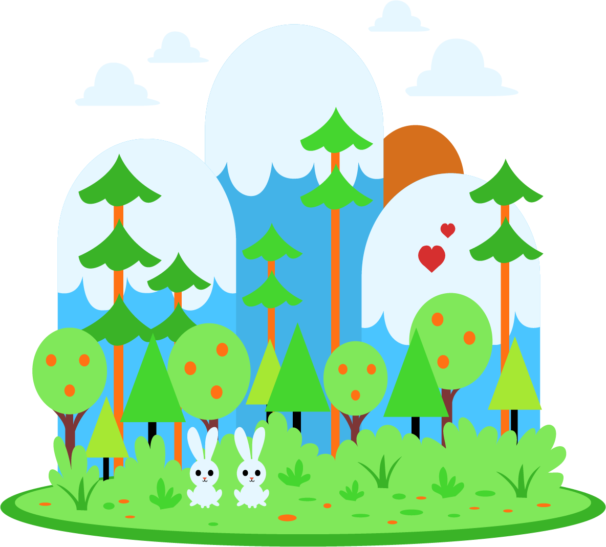 Cute Bunny Forest Scenery 1184*1069 Transprent Png - Cute Bunny Forest Scenery 1184*1069 Transprent Png (1184x1069)