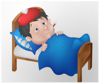 Person In Bed Sick Cartoon (400x400)