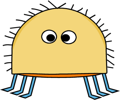 Yellow Hairy Bug Clip Art Image With Googly Eyes - Clip Art (387x323)