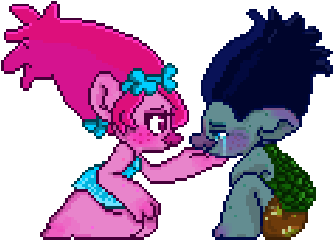 Poppy Comforts Sad Branch Bean - Poppy And Branch Trolls Fanart (560x400)