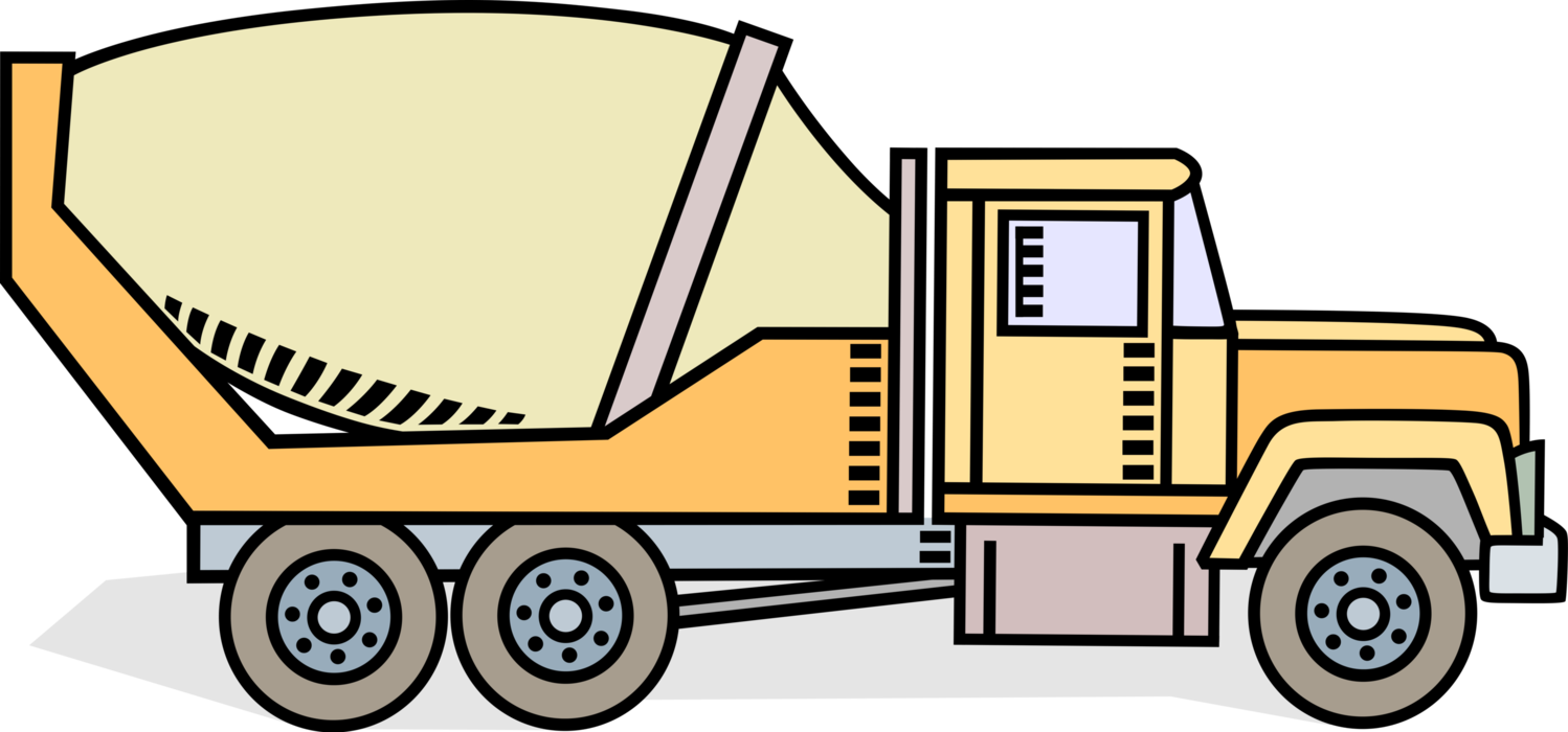 Vector Illustration Of Construction Industry Heavy - Clipart Concrete (1498x700)
