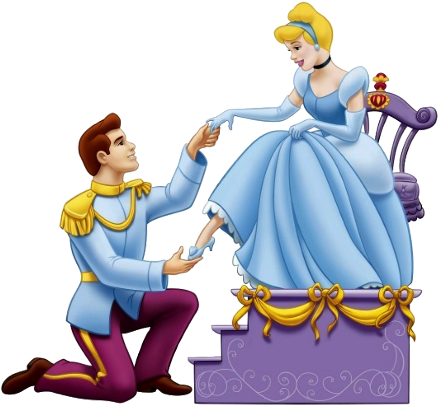 Cinderella And Prince Charming With Shoe Clipart - Cinderella And The Shoe (900x834)