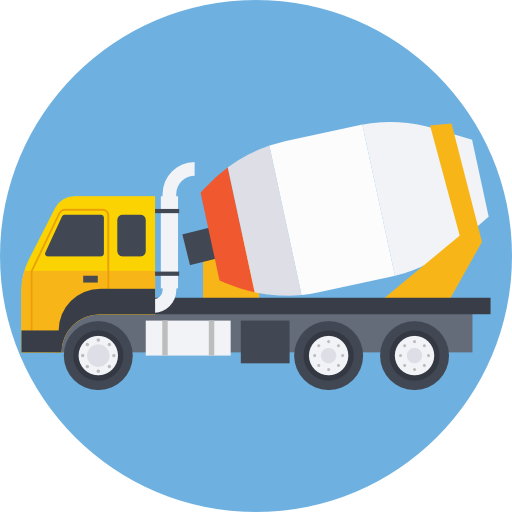 Concrete Mixer Free Icon - Blue (512x512)