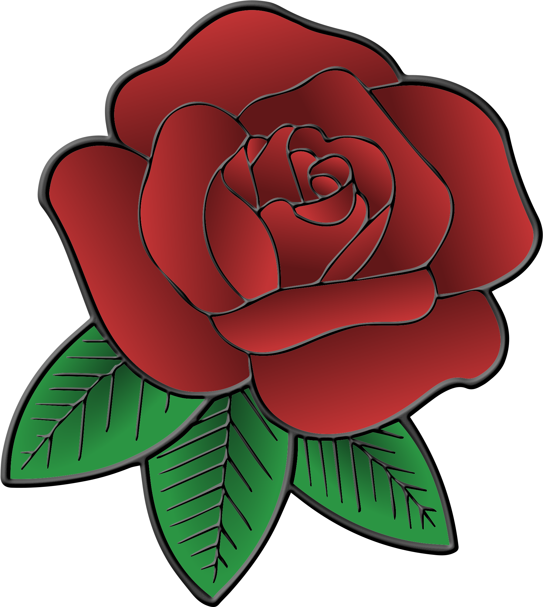 Big Image - Rose With Leaves Png (2145x2400)