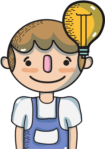 Boy With Bulb Idea - Vector Graphics (550x550)