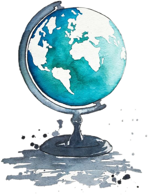 Globe Watercolor Painting Drawing Art - Globe Watercolor Painting Drawing Art (480x633)