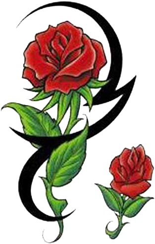 Rose Tattoo Clipart - Rose With Tribal Tattoo (330x506)