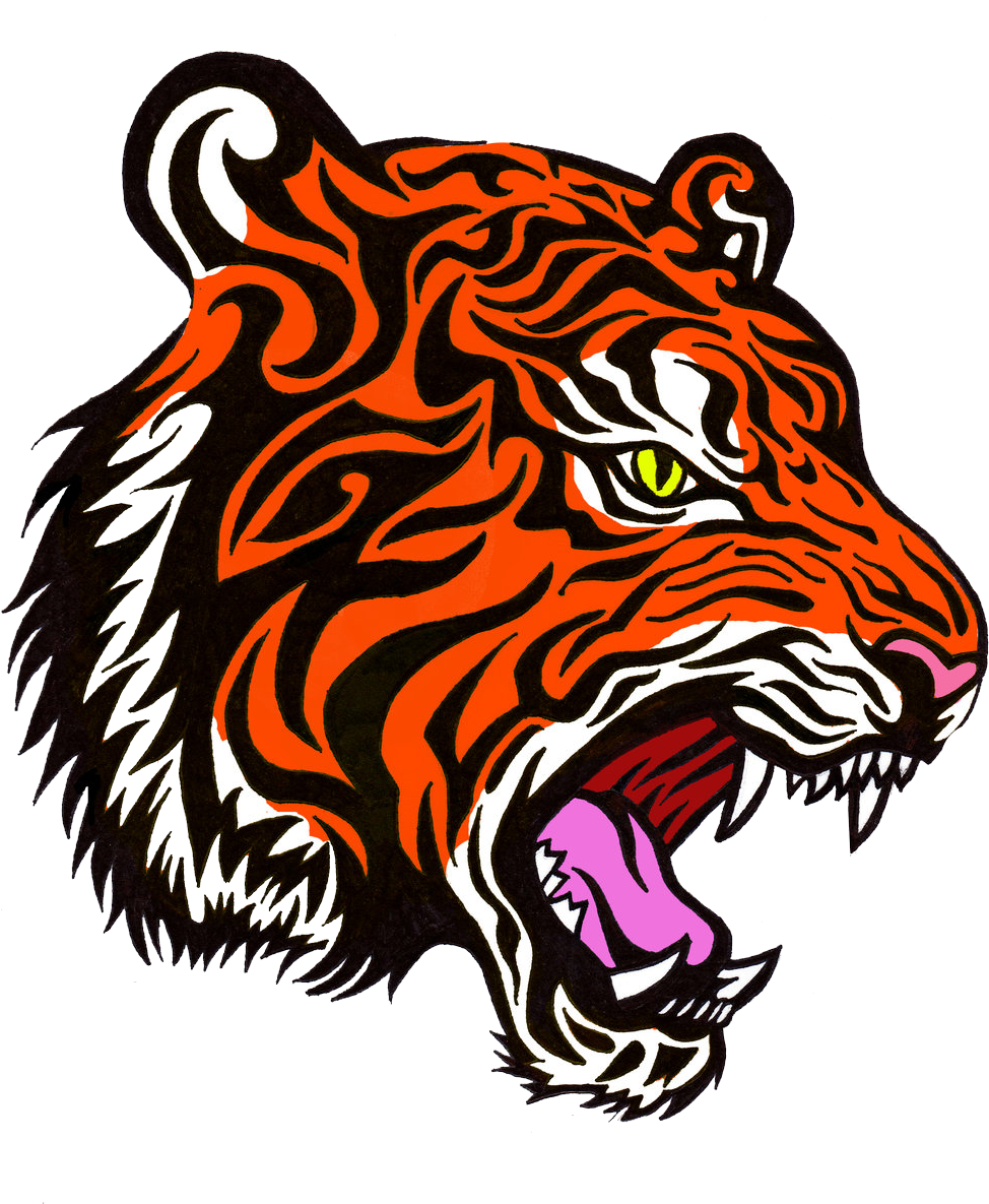 Color Tattoo Png File Images - Draw A Tiger Face Side View (1024x1202)