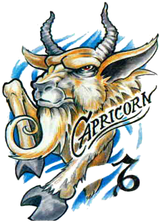 Capricorn Sign With Rose Tattoo Design - New School Tattoo (320x446)