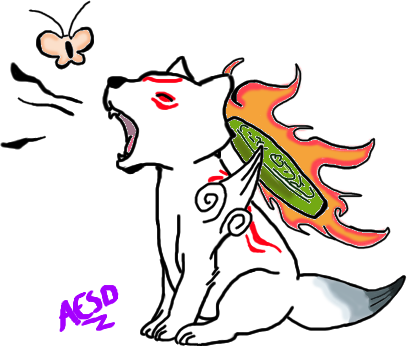 Okami Chibiterasu Yawn By Aesd - Okami Png Chibi Gif (407x346)