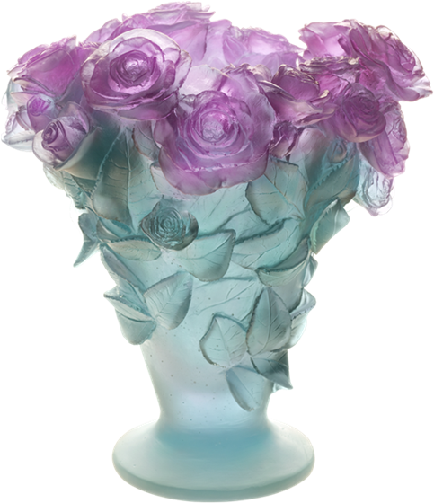 Large Rose Ultraviolet Vase By Daum Crystal - Daum Crystals Daum Roses Ultraviolet Vase (600x600)