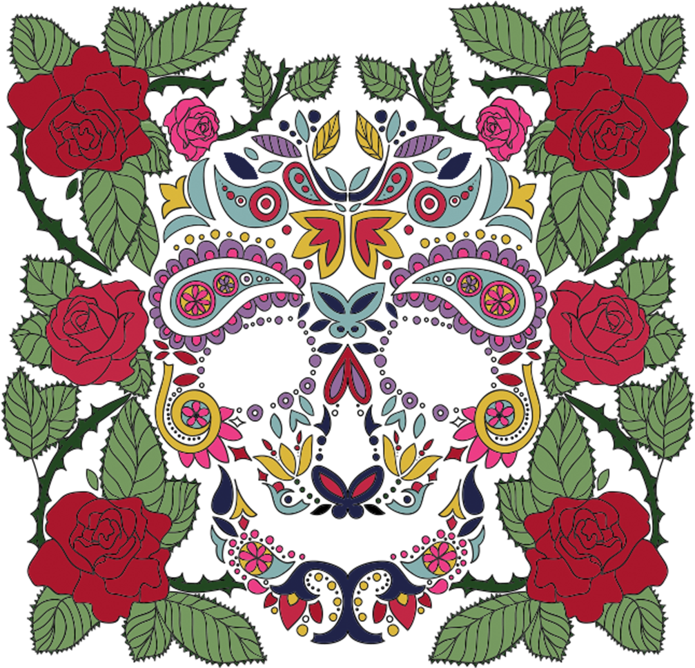Skull & Roses - Haute Art Designs Decorative Diy Pillow Cover (1024x1024)