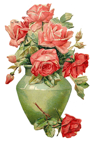 Garden Roses Vase Oil Painting - Garden Roses Vase Oil Painting (337x500)