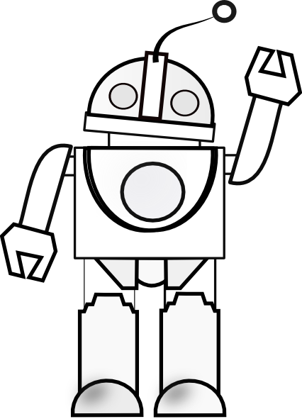 Robot Clipart Line Drawing - Robot Black And White Clipart (426x591)