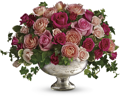 Shop For Roses - Flower Arrangements In Silver Bowls (400x324)