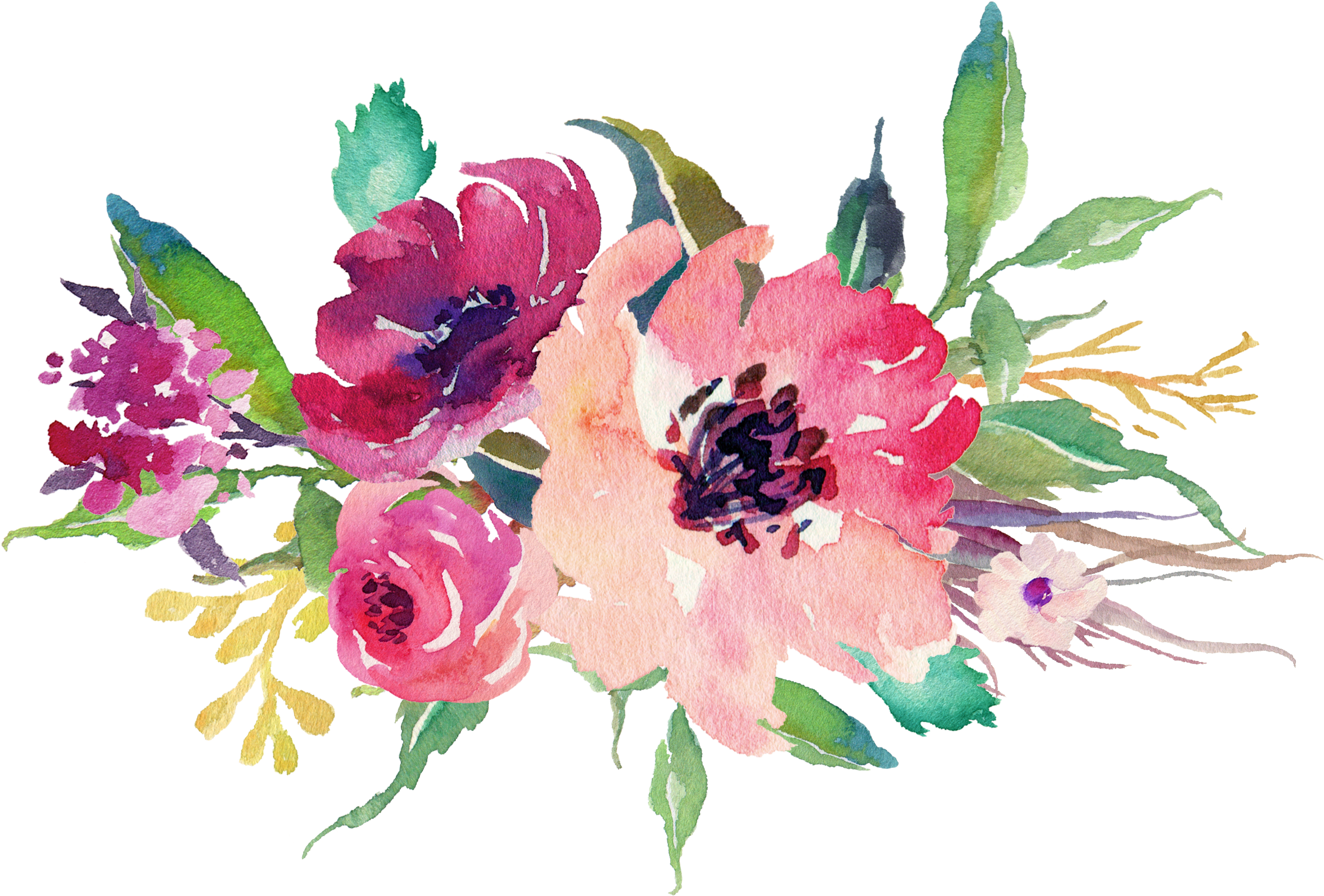 Lattes, Lilacs, & Lullabies - Watercolor Flowers Png (2394x1607)